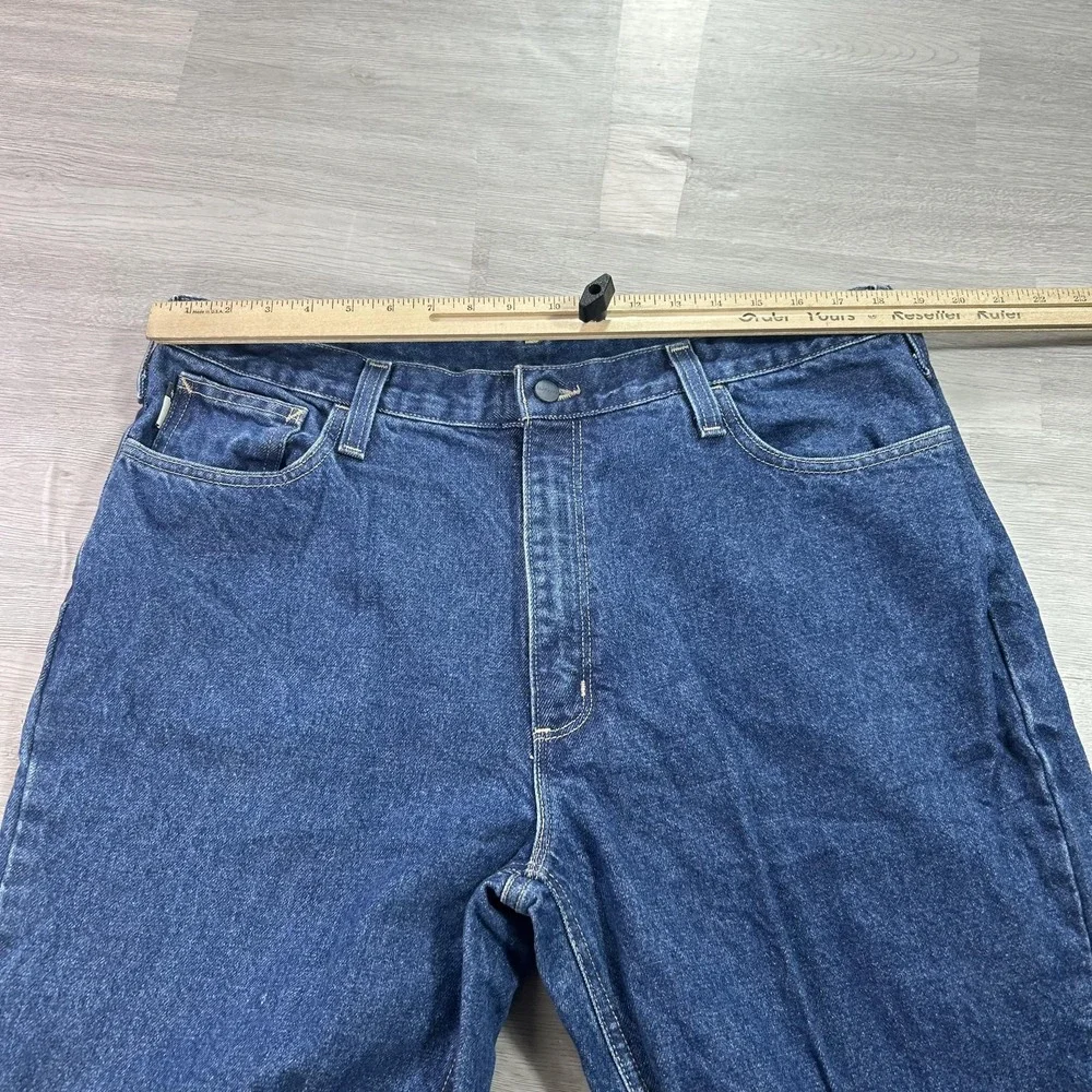 Carhartt FR FRB004 Jeans Mens 38x36 Blue Relaxed Straight Flame Resistant Denim